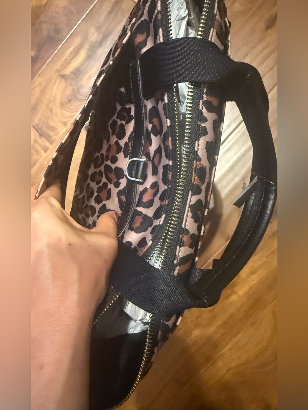 NWT- kate spade Chelsea Leopard Print Nylon Backpack Tote - Brown/Black - Picture 6 of 12